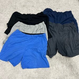 Athletic Works Men's Shorts bundle in Black, Gray, and Blue